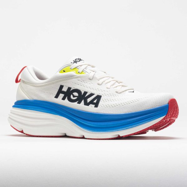 HOKA Bondi 8 Men’s Blanc de Blanc/Virtual Blue - Image 5